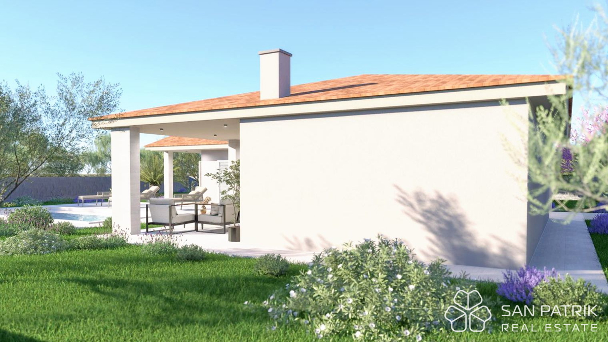 Sodobna pritlična hiša (130 m2) na mirni lokaciji v Istri, v bližini Labina