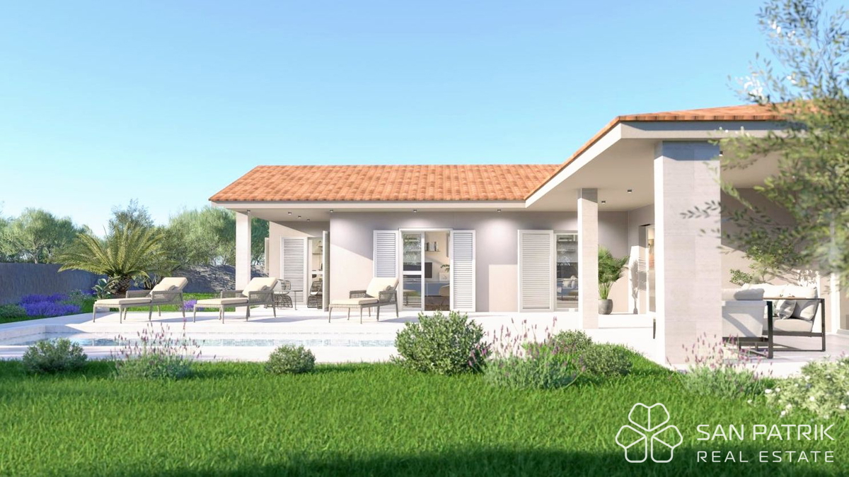 Sodobna pritlična hiša (130 m2) na mirni lokaciji v Istri, v bližini Labina