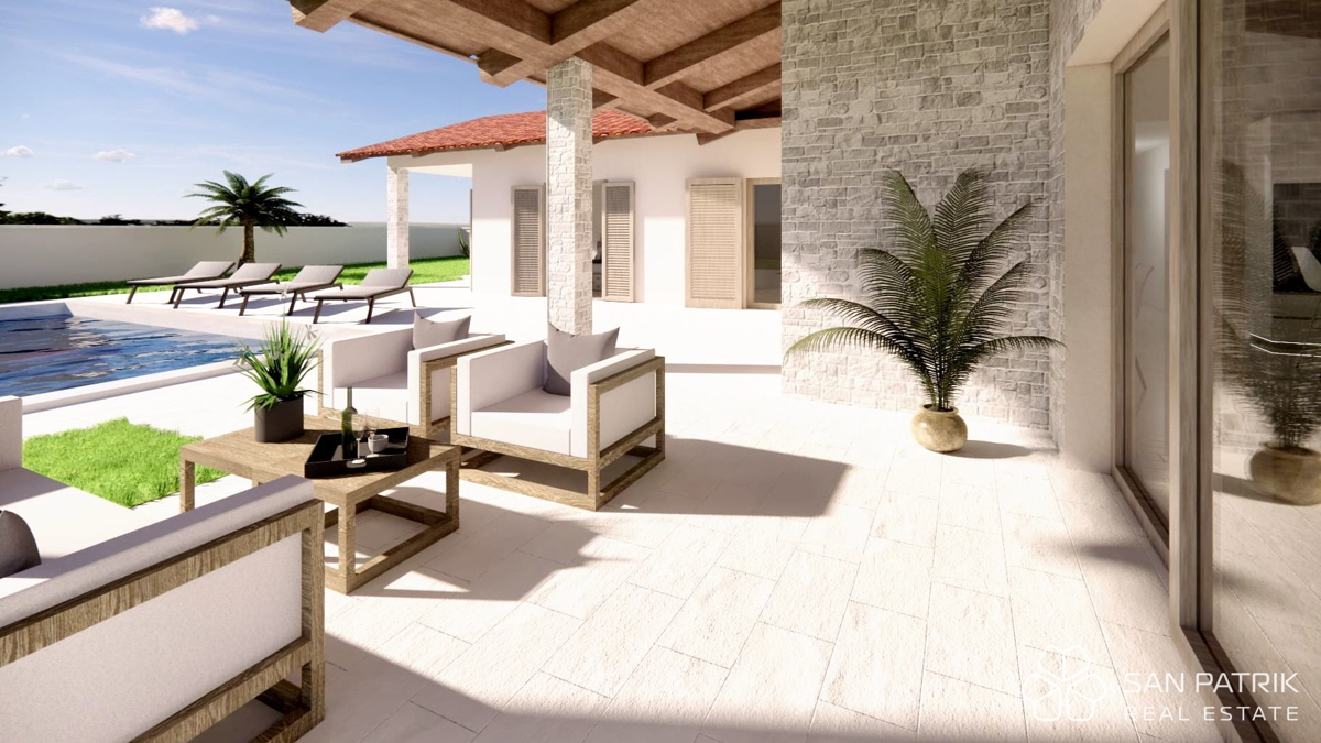 Sodobna pritlična hiša (130 m2) na mirni lokaciji v Istri, v bližini Labina