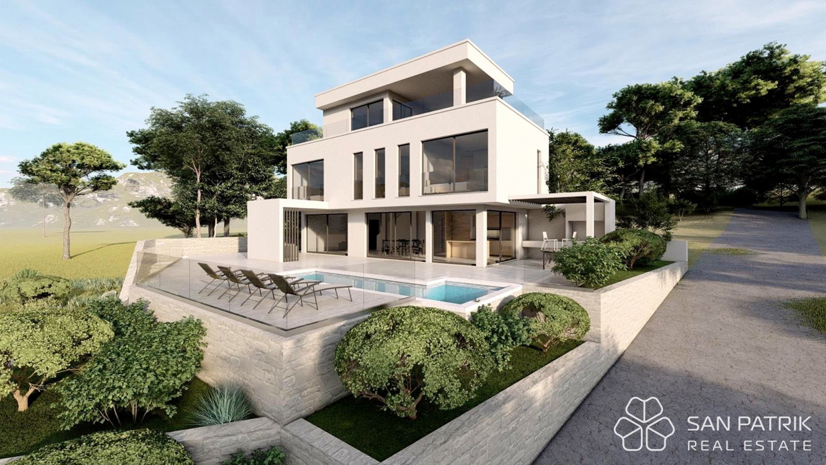 Moderna vila s pogledom na morje + bazen na otoku Brač - 300m od morja