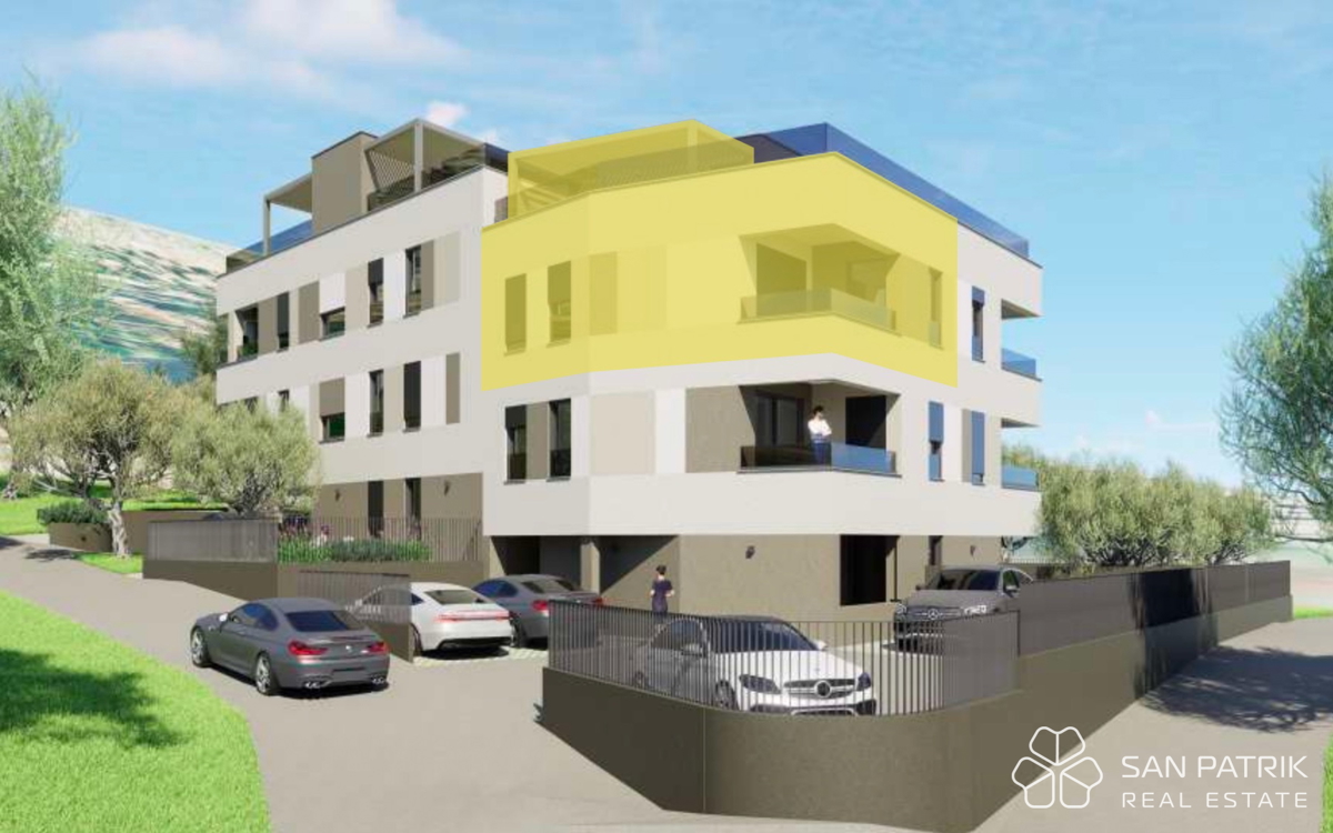 Novogradnja z razgledom na morje, 250 m od plaže, Podstrana