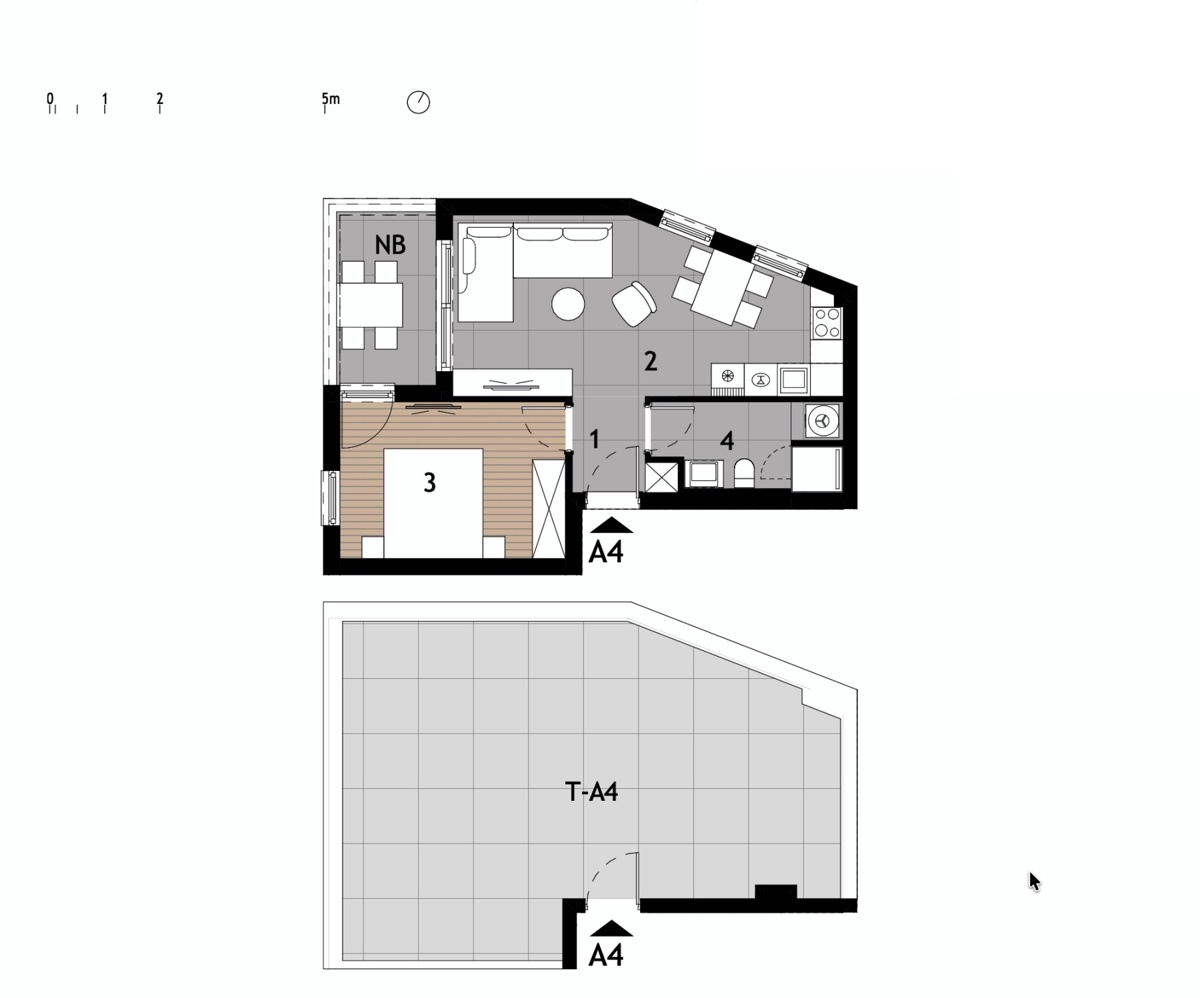 Novogradnja z razgledom na morje, 250 m od plaže, Podstrana