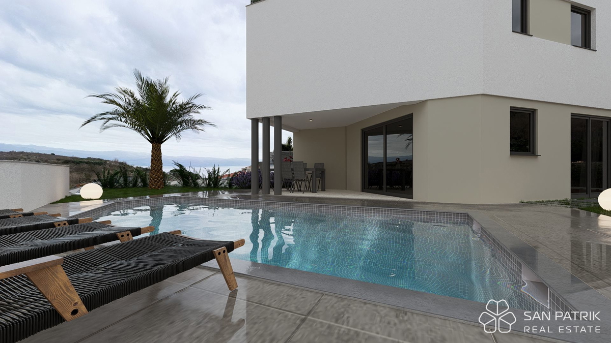 Eleganten apartma z bazenom in pogledom na morje – Vrbnik, otok Krk