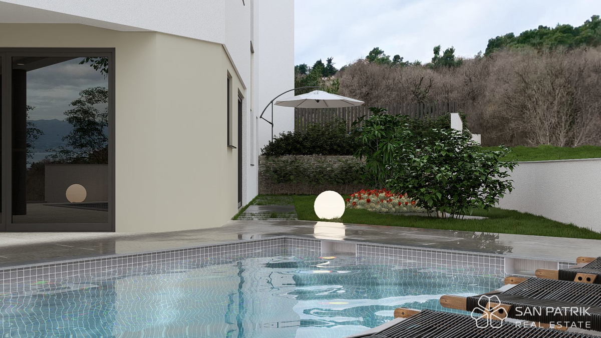 Eleganten apartma z bazenom in pogledom na morje – Vrbnik, otok Krk