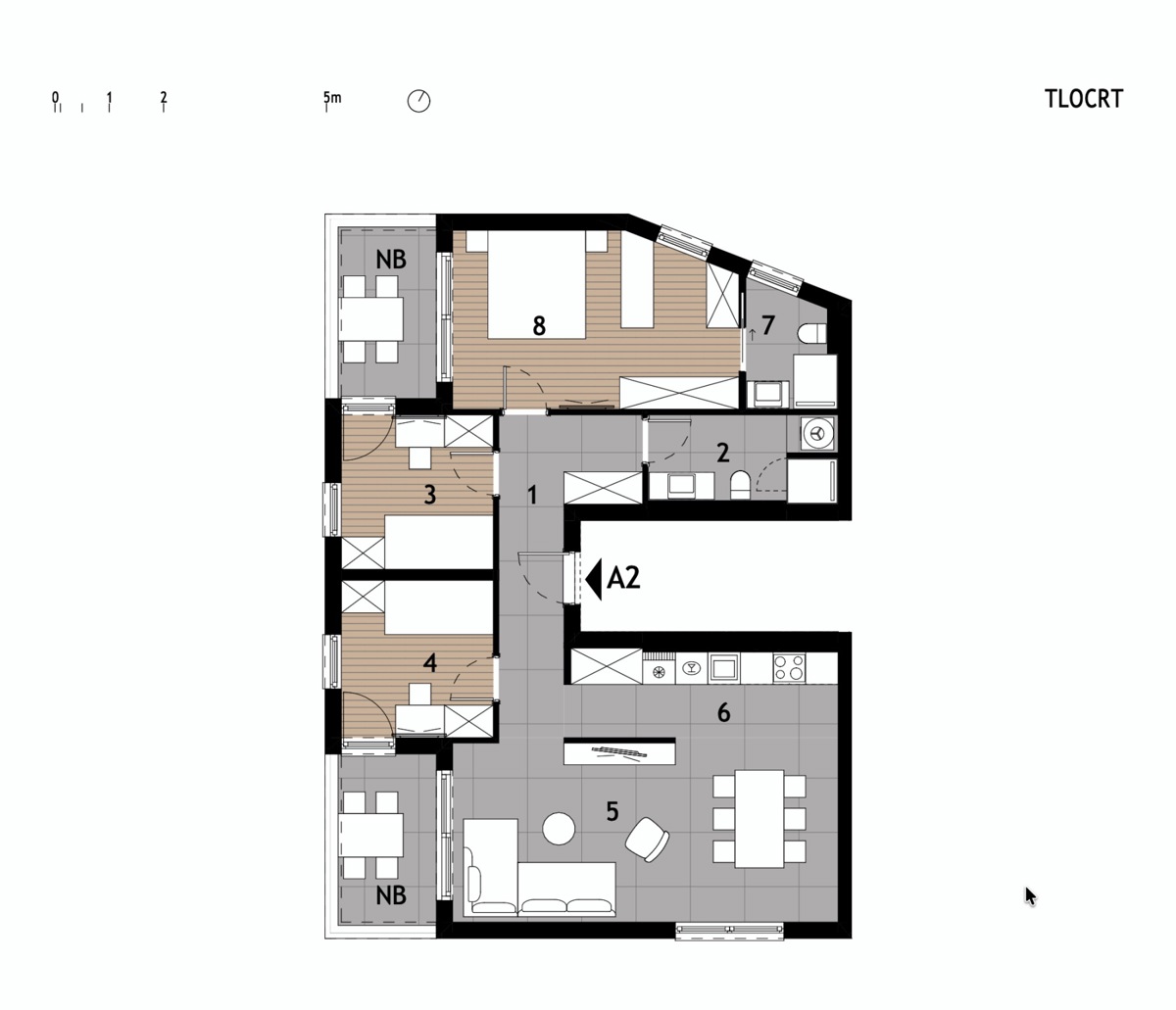 Novogradnja z razgledom na morje, 250 m od plaže, Podstrana