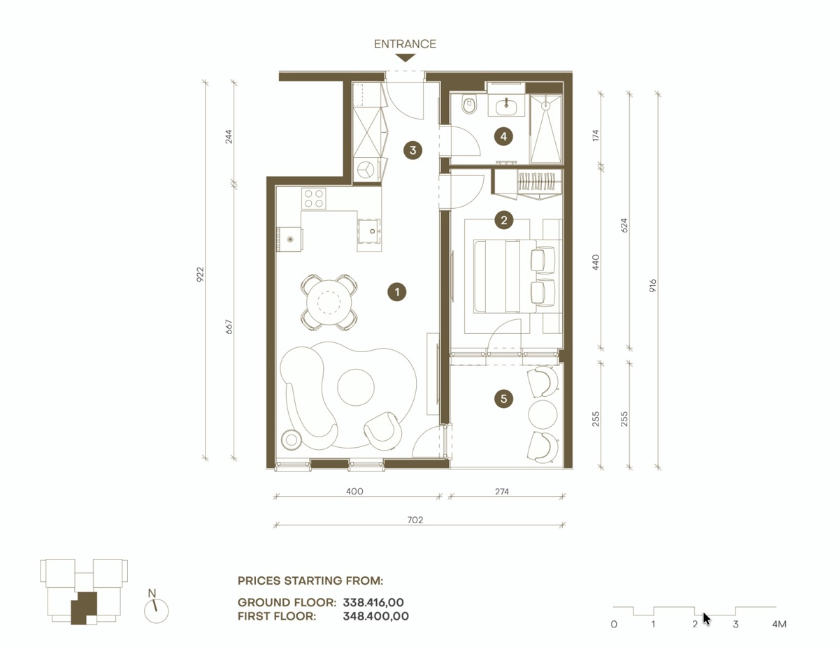 Apartma 20 m od morja, 2 spalnici | Vinodol Seafront Collection
