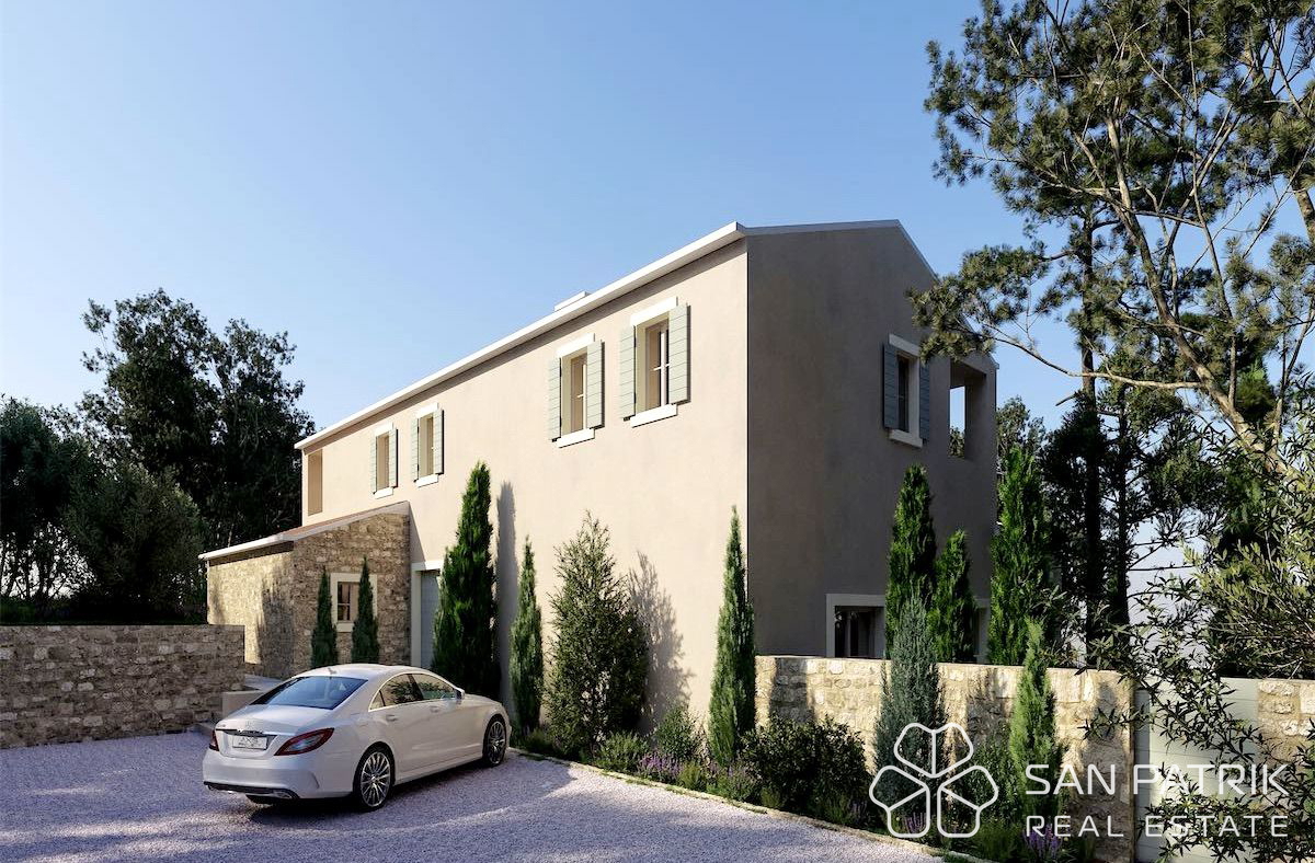 Luksuzna kamnita vila (270 m2) v osrčju Istre, pogled na morje in bazen