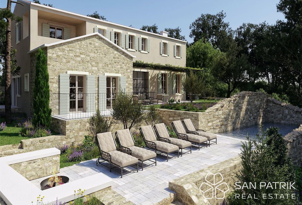 Luksuzna kamnita vila (270 m2) v osrčju Istre, pogled na morje in bazen