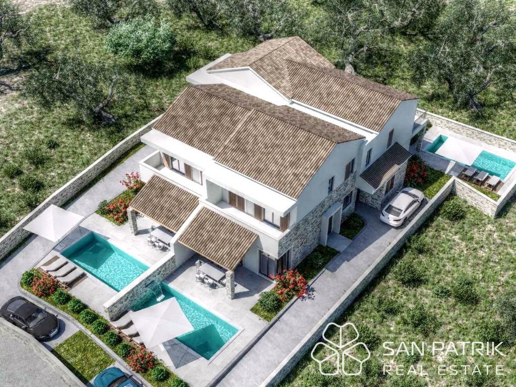 Sodobna novogradnja z bazenom – Dvonadstropni apartmaji v Jezerih na Murterju