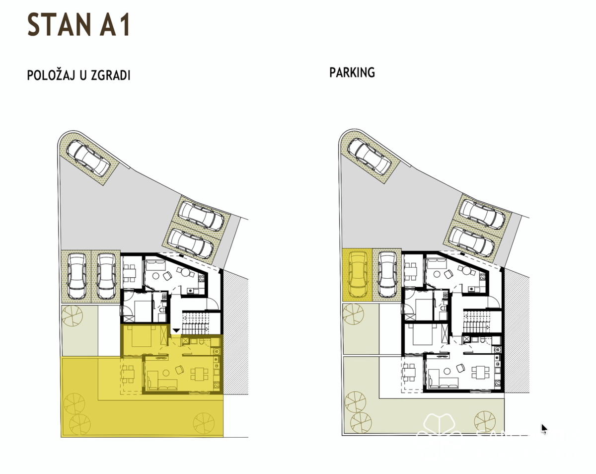 Novogradnja z razgledom na morje, 250 m od plaže, Podstrana