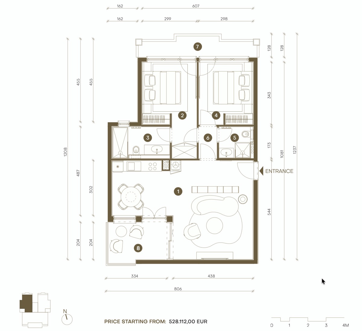 Apartma prvi vrsti ob morju, 1 spalnica | Vinodol Seafront Collection
