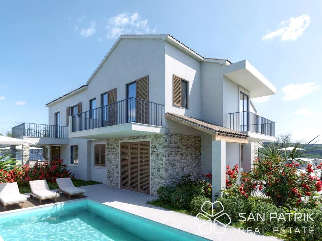 Sodobna novogradnja z bazenom – Dvonadstropni apartmaji v Jezerih na Murterju