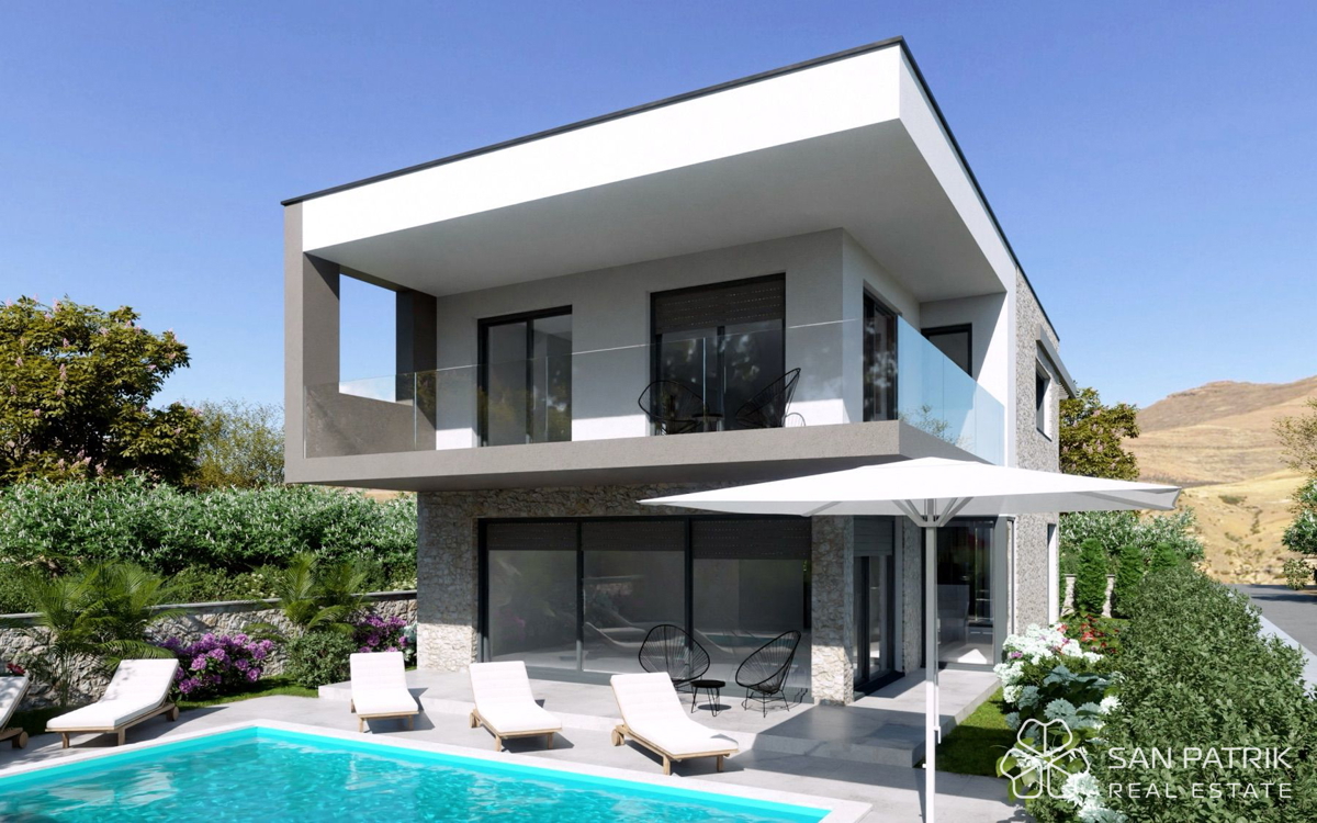 Murter, prvi red ob morju – vila z bazenom in panoramskim razgledom