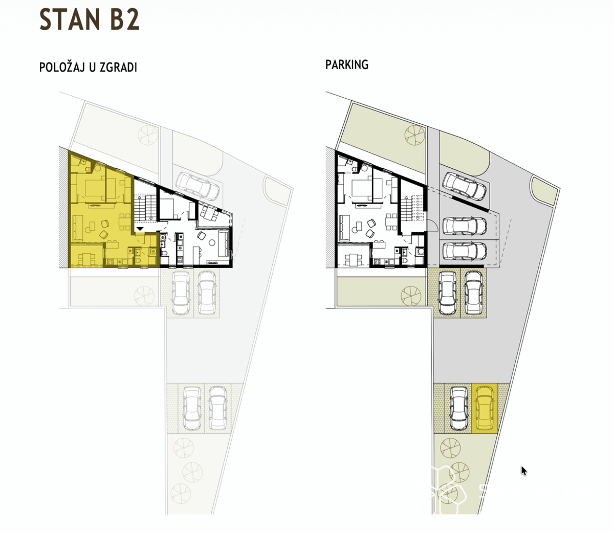Novogradnja z razgledom na morje, 250 m od plaže, Podstrana