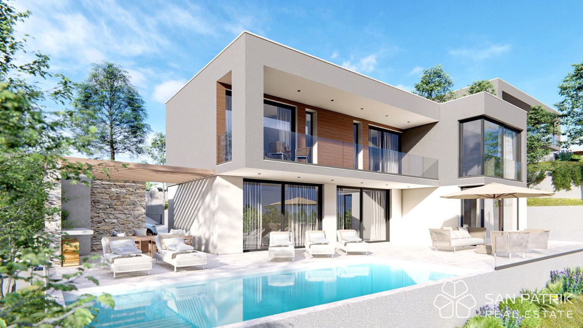 Moderna vila z bazenom in panoramskim razgledom v osrčju Dalmacije