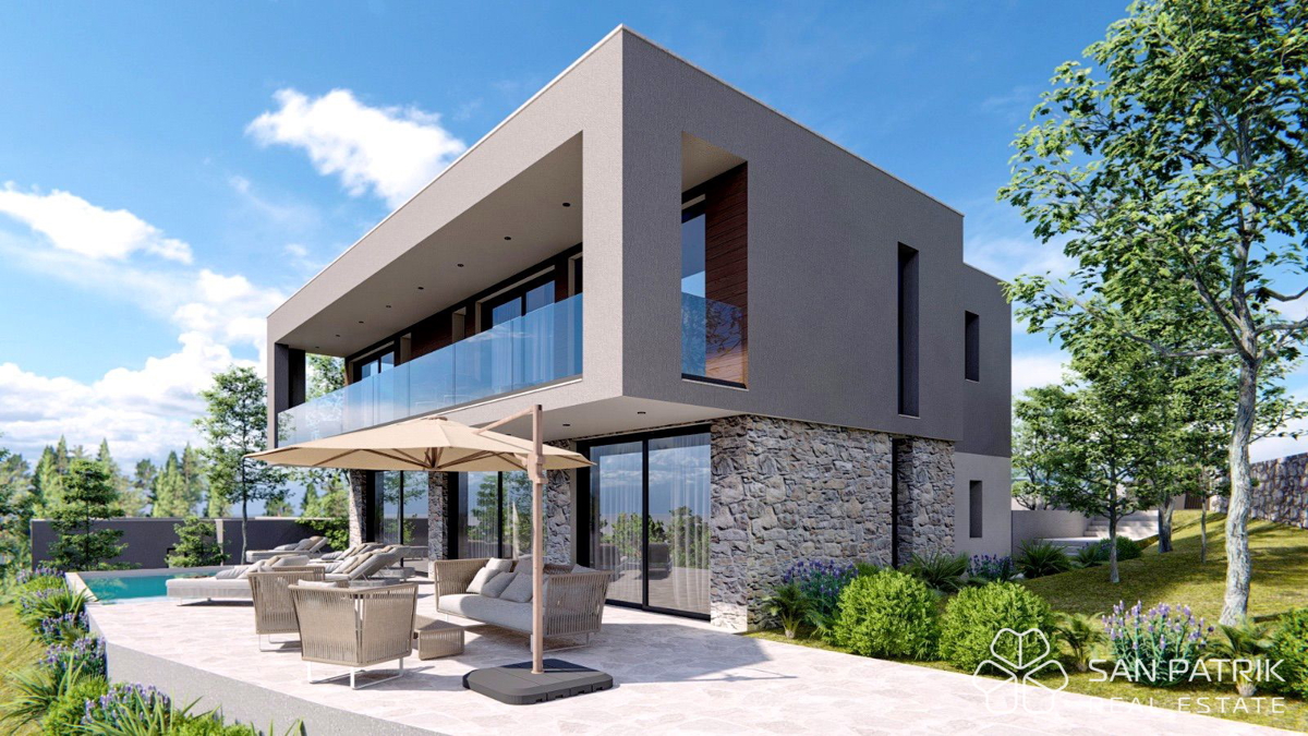 Moderna vila z bazenom in panoramskim razgledom v osrčju Dalmacije