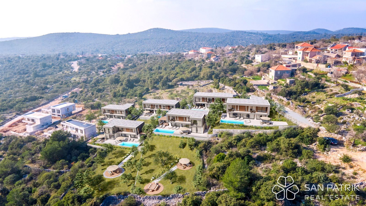 Moderna vila z bazenom in panoramskim razgledom v osrčju Dalmacije