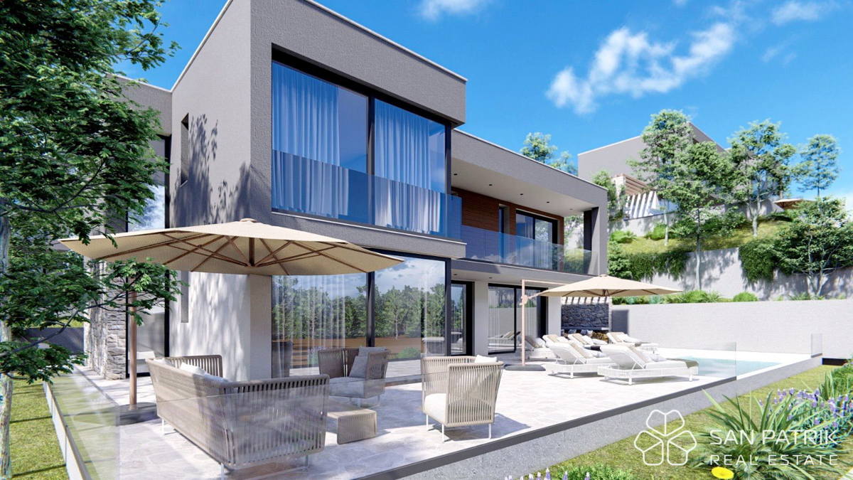 Moderna vila z bazenom in panoramskim razgledom v osrčju Dalmacije