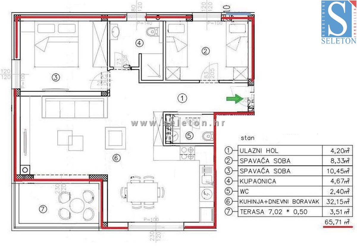 Poreč - stanovanje površine 66 m2, 2. nadstropje,  pogled na morje, DVIGALO, 2 parkirni mesti