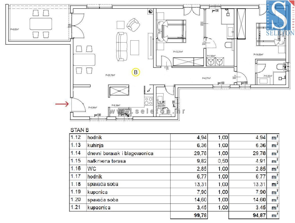 Poreč, stanovanje v gradnji 95 m2 z lastnim vrtom 115 m2, cca 800 m od morja (zračne črte)