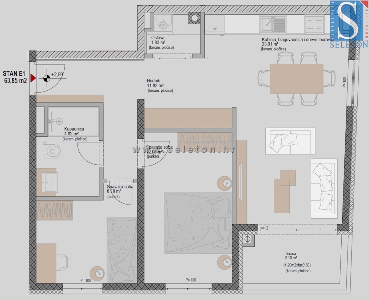 Istra, Poreč, novo stanovanje velikosti 64 m2 v moderni novogradnji, 1. nadstropje