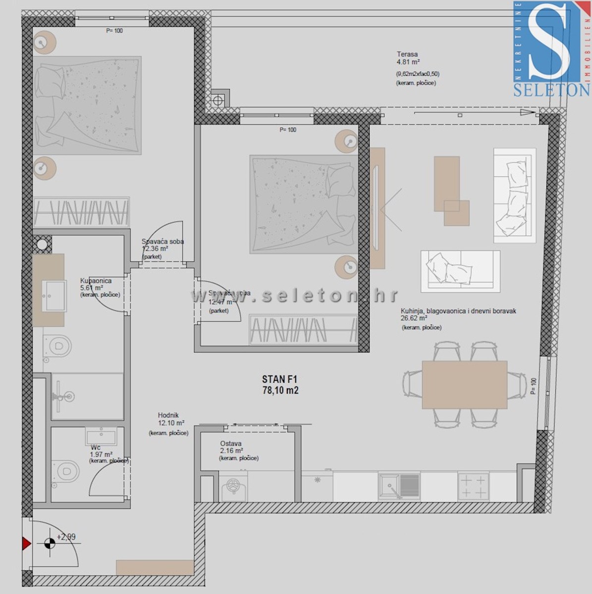 Istra, Poreč, novo stanovanje velikosti 78 m2 v moderni novogradnji, 1. nadstropje