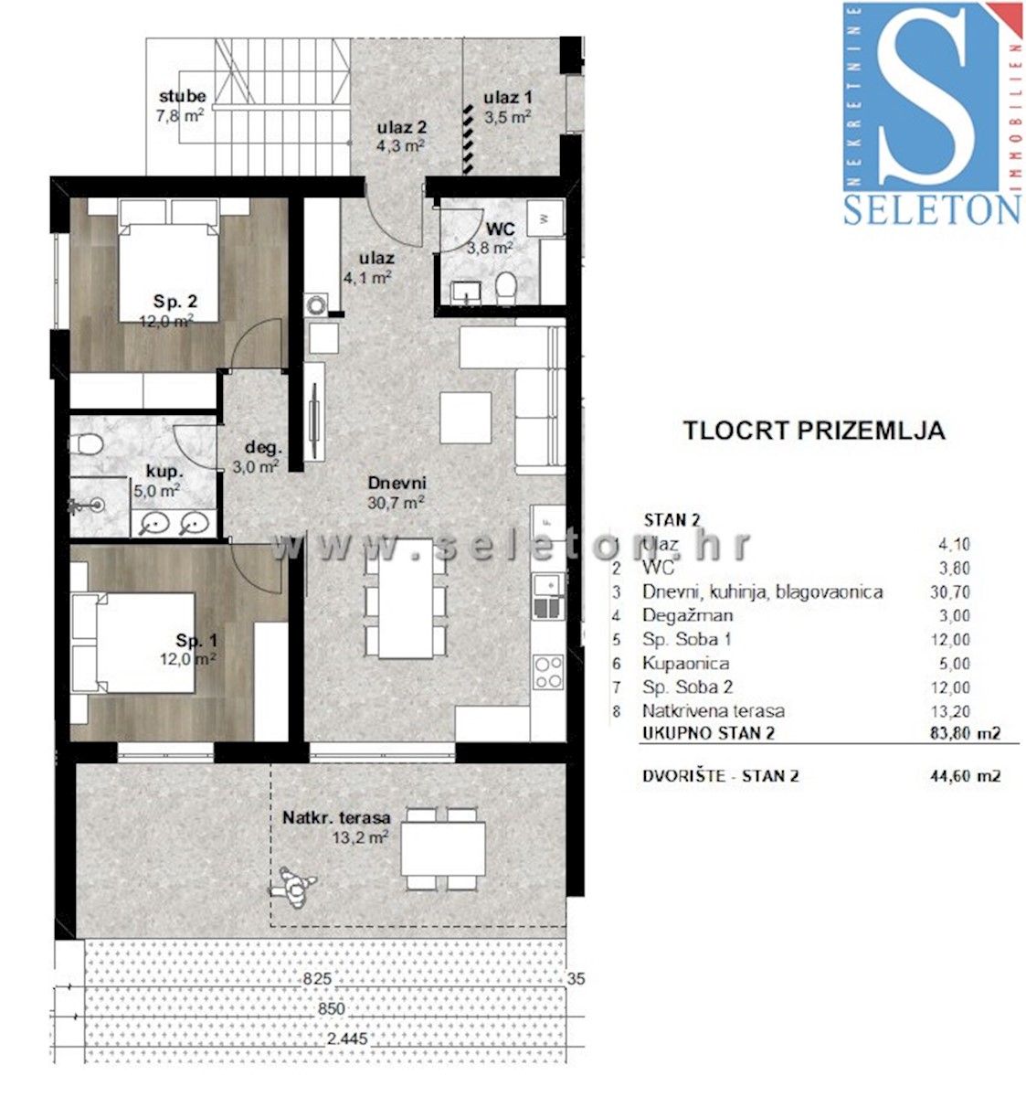 Poreč, novo stanovanje površine 84 m2 + strešna terasa 56 m2 s pogledom na morje