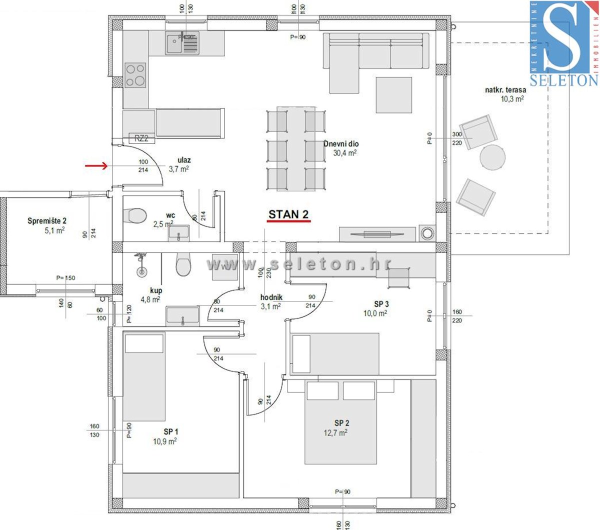 Novo stanovanje v okolici Poreča 94 m2 z vrtom od 161 m2