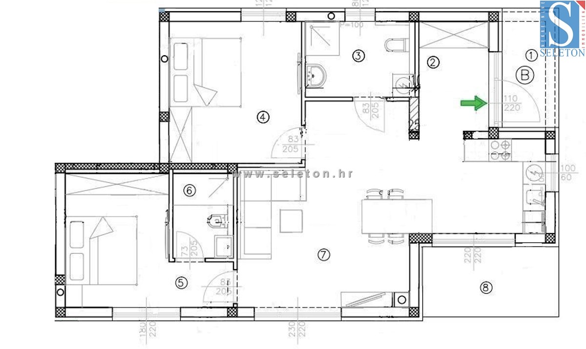 Poreč - stanovanje v izgradnji 76 m2 z vrtom in dvema parkirnima mestoma