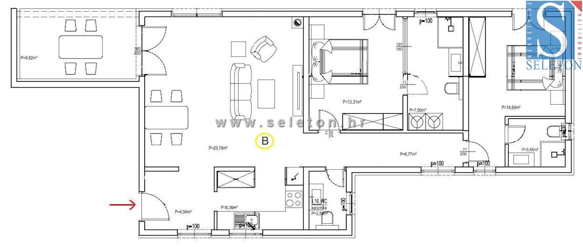 Poreč, stanovanje v gradnji 95 m2 z lastnim vrtom 115 m2, cca 800 m od morja (zračne črte)