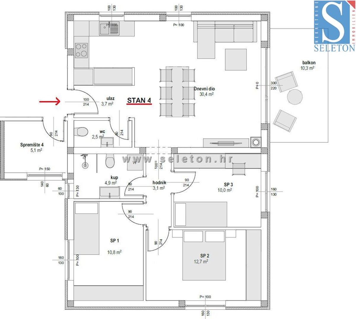 Novo stanovanje v okolici Poreča 94 m2 z veliko strešno teraso od 84 m2