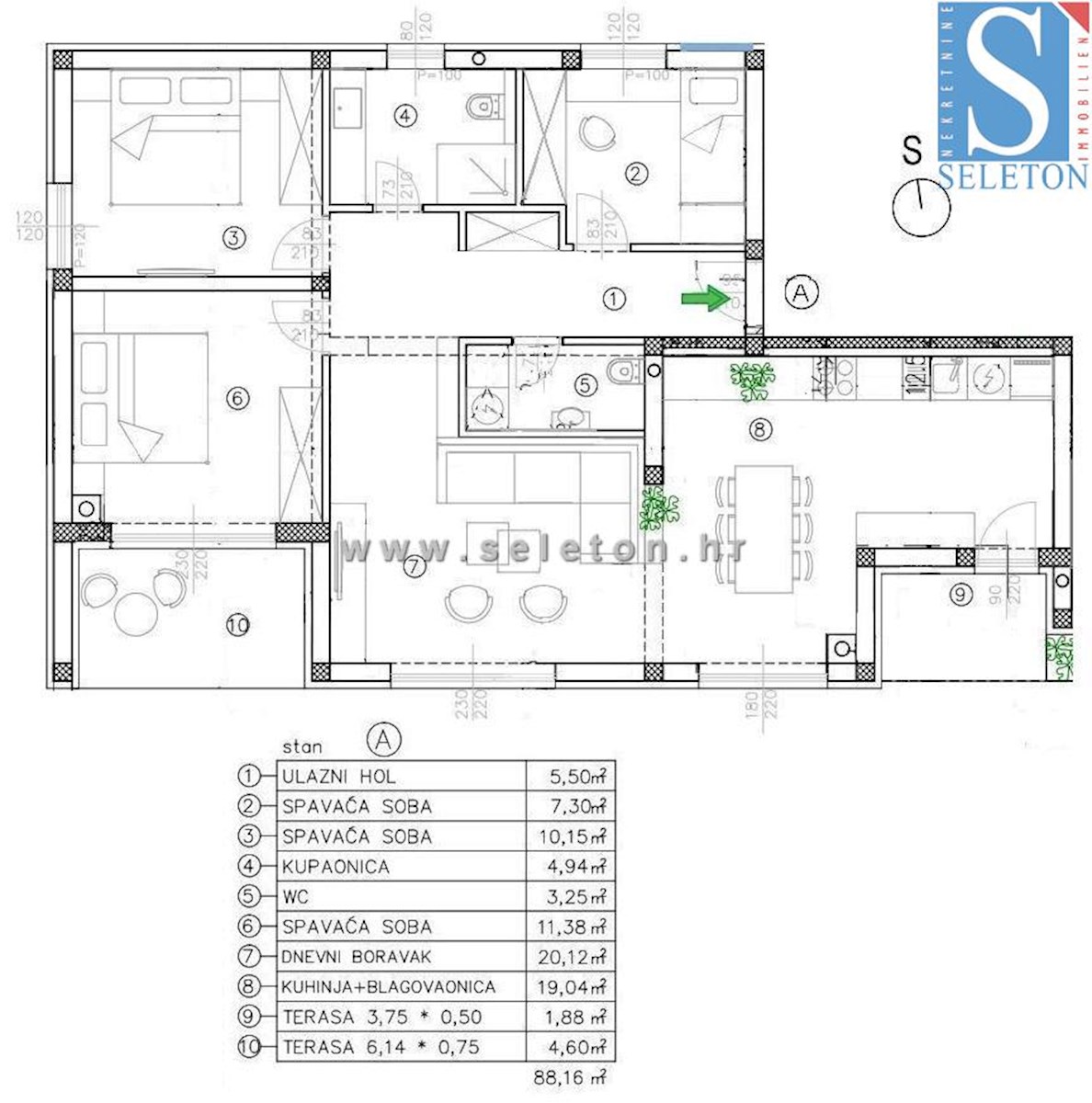 Poreč - stanovanje 88 m2 z vrtom in dvema parkirnima mestoma