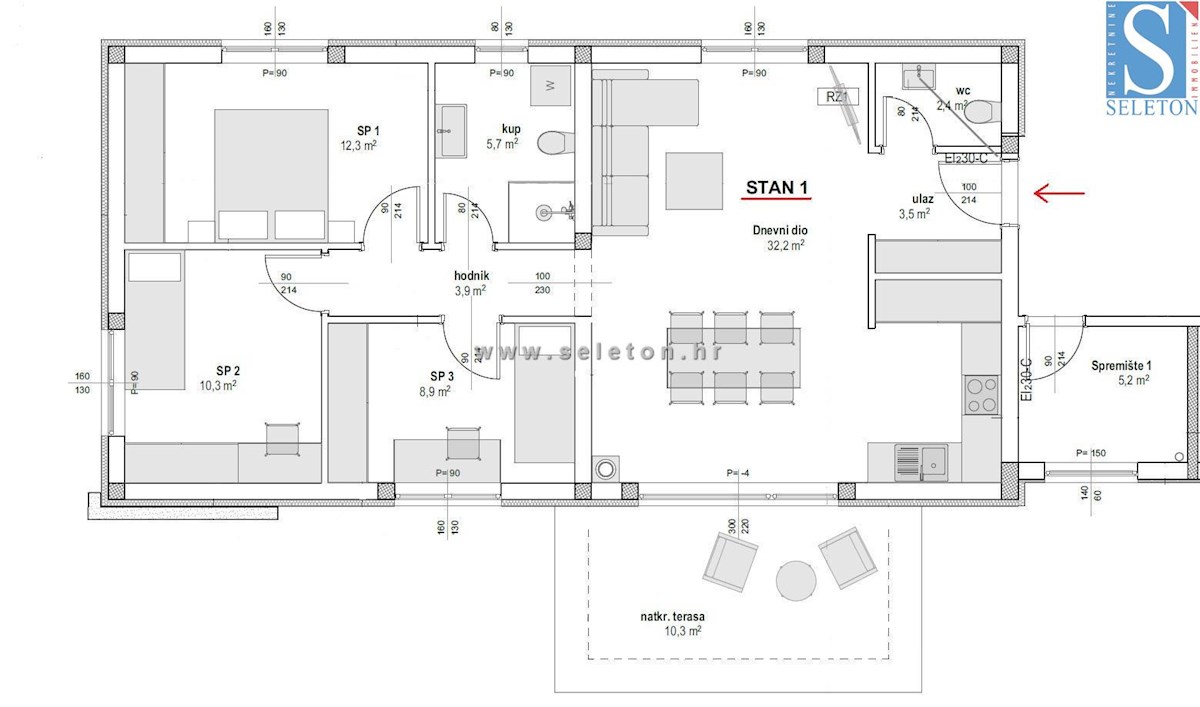 Novo stanovanje v okolici Poreča 94 m2 z vrtom od 146 m2