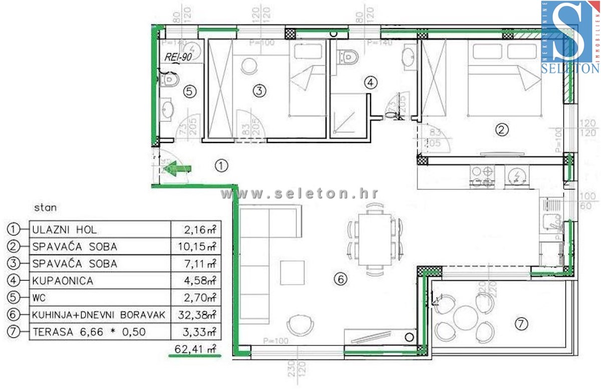 Poreč - stanovanje v izgradnji 62 m2, prvo nadstropje, 2 parkirni mesti, DVIGALO