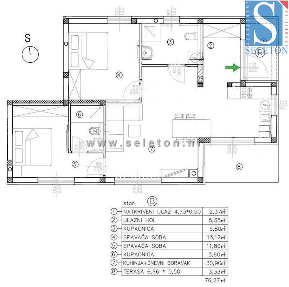 Poreč - stanovanje v izgradnji 76 m2 z vrtom in dvema parkirnima mestoma