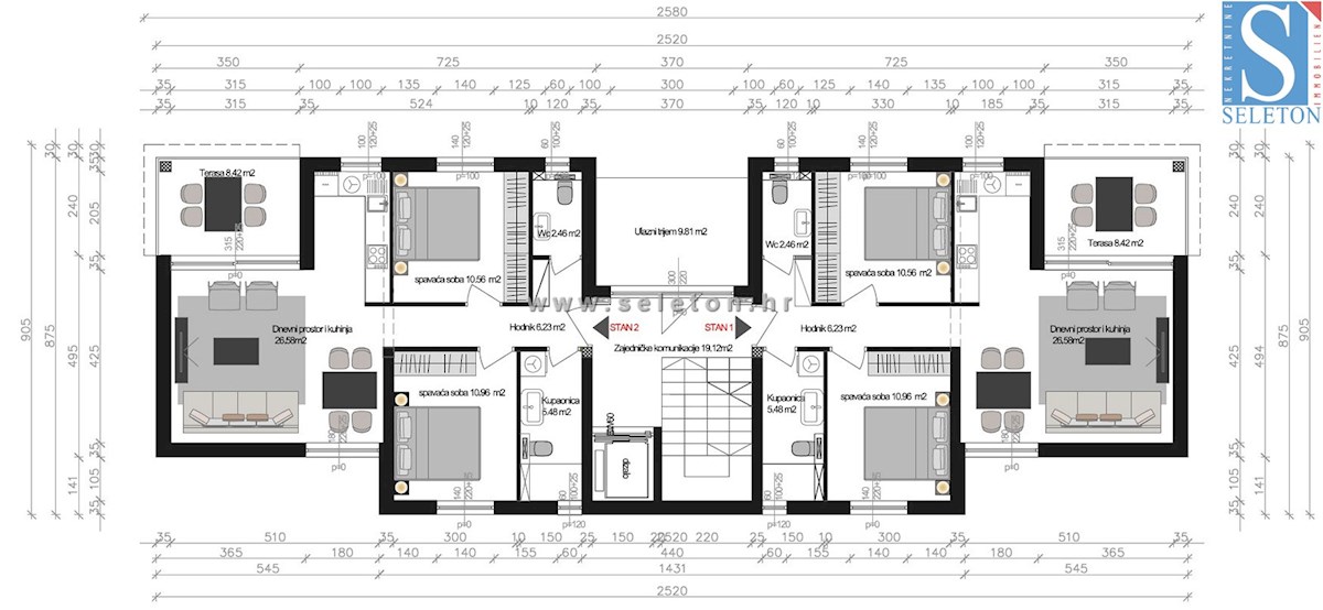 Istra, Poreč, novo stanovanje velikosti 67 m2 z vrtom velikosti 180 m2, 2 parkirnima mestoma, kletjo