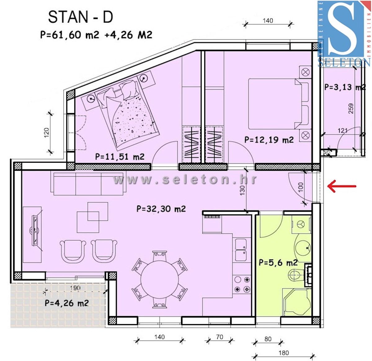 Novo stanovanje 69 m2 v Poreču, 1. nadstropje - v gradnji