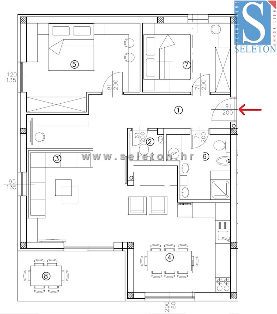Novo stanovanje v Poreču 80 m2, delno opremljeno, talno gretje