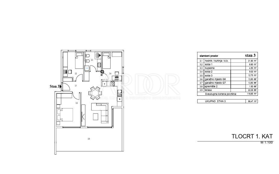 Apartmaj Kantrida, Rijeka, 86,47m2
