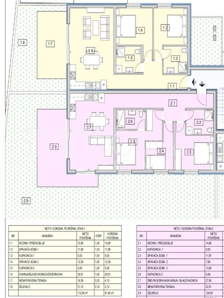 Dvosobno stanovanje 70m od plaže, Srima