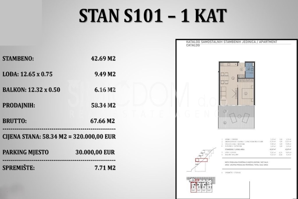 Enosobno stanovanje z odprtim razgledom, Jesenice