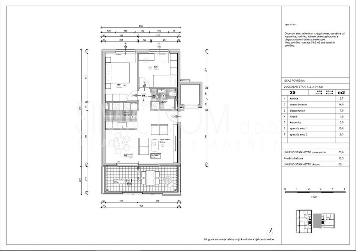 Dvosobno stanovanje v novogradnji, Split