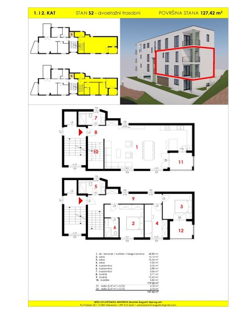 Dvoetažni apartma z razgledom, Tučepi