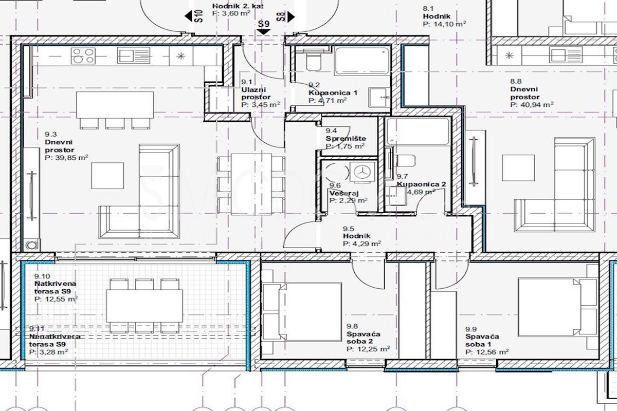 Prostorno stanovanje z razgledom na morje v bližini centra Vodic