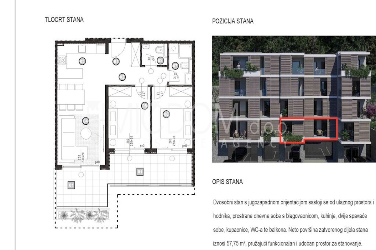 Dvosobno stanovanje v novogradnji, Omiš