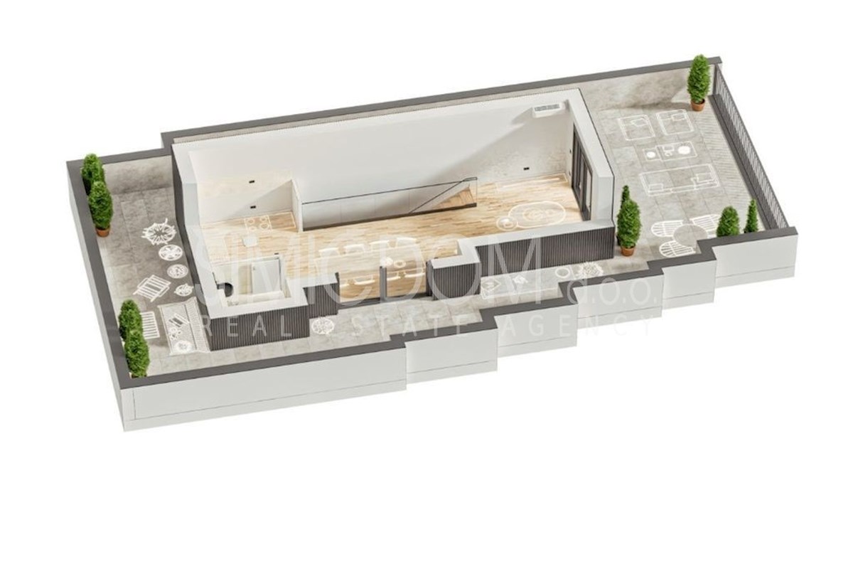 Prostoren penthouse s panoramskim razgledom v bližini plaže, Kaštela