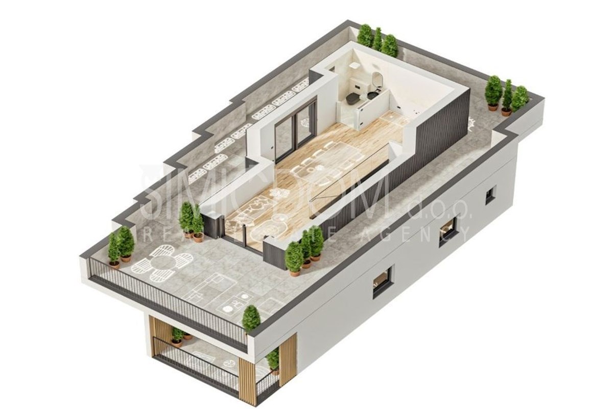 Prostoren penthouse s panoramskim razgledom v bližini plaže, Kaštela