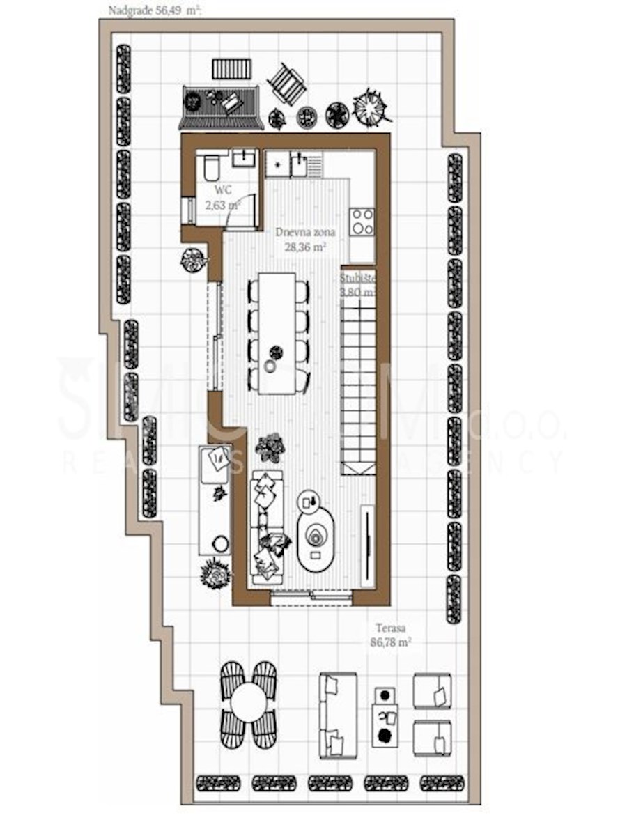 Prostoren penthouse s panoramskim razgledom v bližini plaže, Kaštela