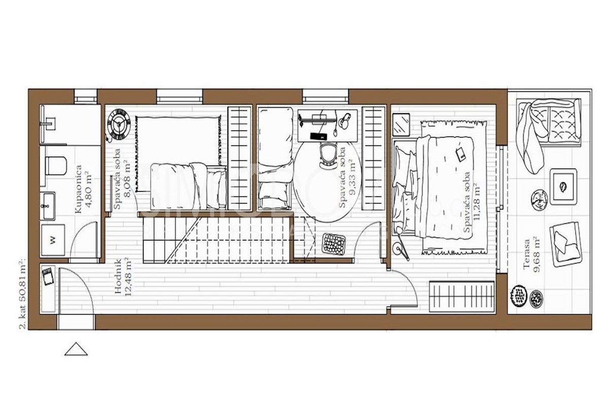 Prostoren penthouse s panoramskim razgledom v bližini plaže, Kaštela