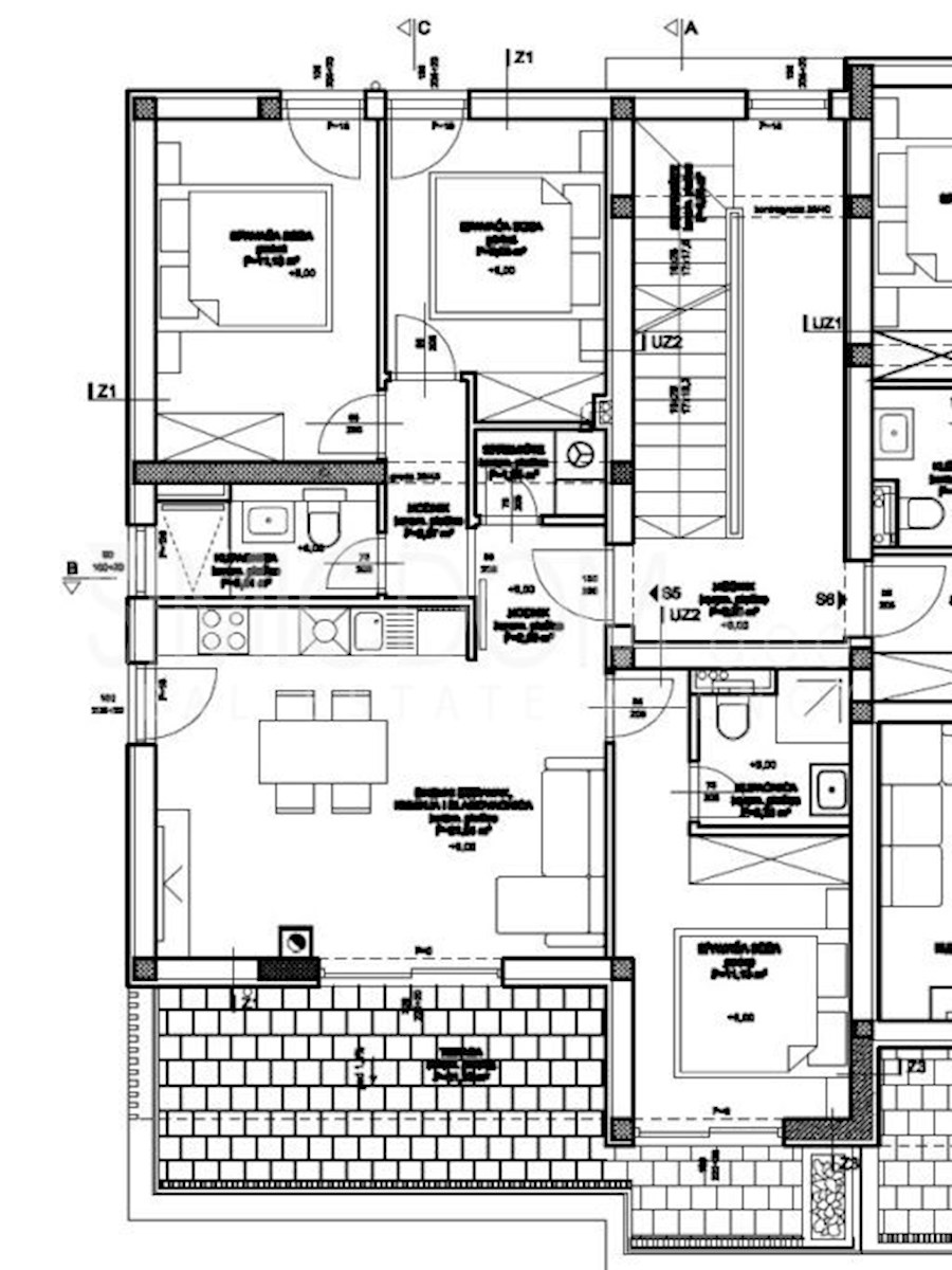 Trisobno stanovanje s pogledom na morje v bližini plaže, Vodice